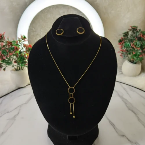 Stainless Steel Gold and Black Geometric Jewelry Set