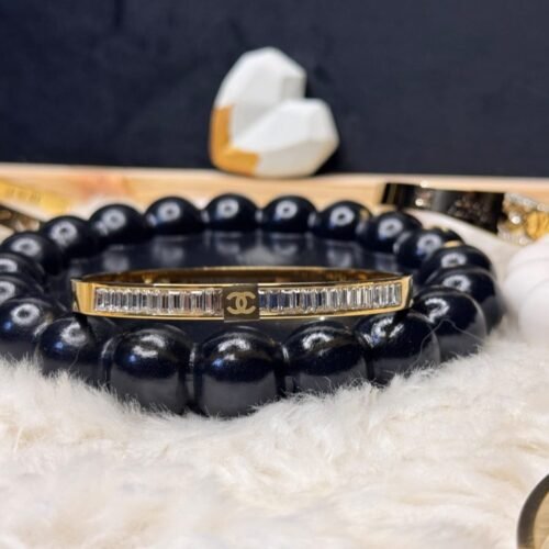 CC Style Gold Crystal Cuff Bracelet – Baguette Stone Design