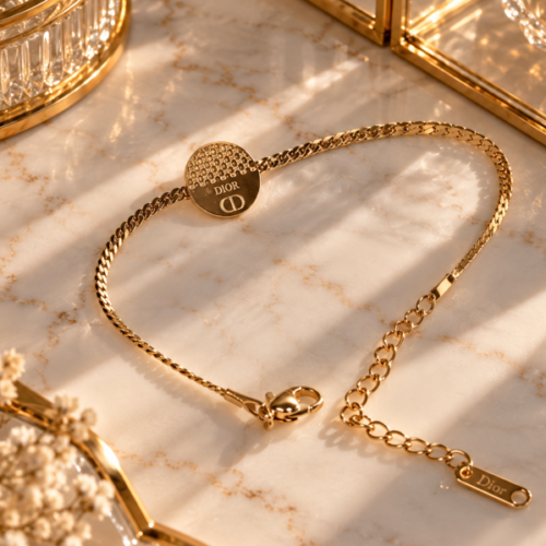 Dior Inspired Gold Medallion Stainless Steel Bracelet