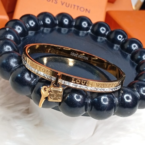 LV Inspired Lock & Key Crystal Stainless Steel Handcuff