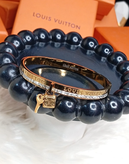 LV Inspired Lock & Key Crystal Stainless Steel Handcuff