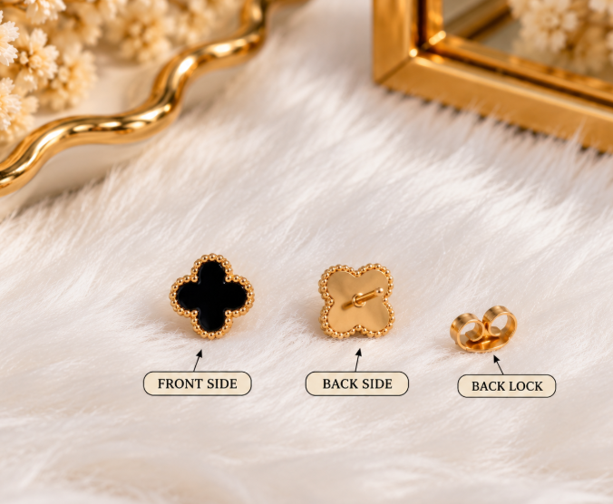 Black Clover Stainless Steel Stud Earrings - Image 2